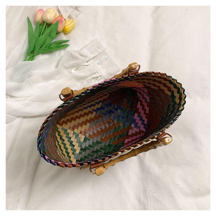 Плетеная сумка-тоут для щенка таксы с бамбуковой ручкой, винтажная пляжная сумка