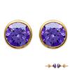 [M1789] - Gold Plated 'Unique' Amethyst Earrings 6 Mm