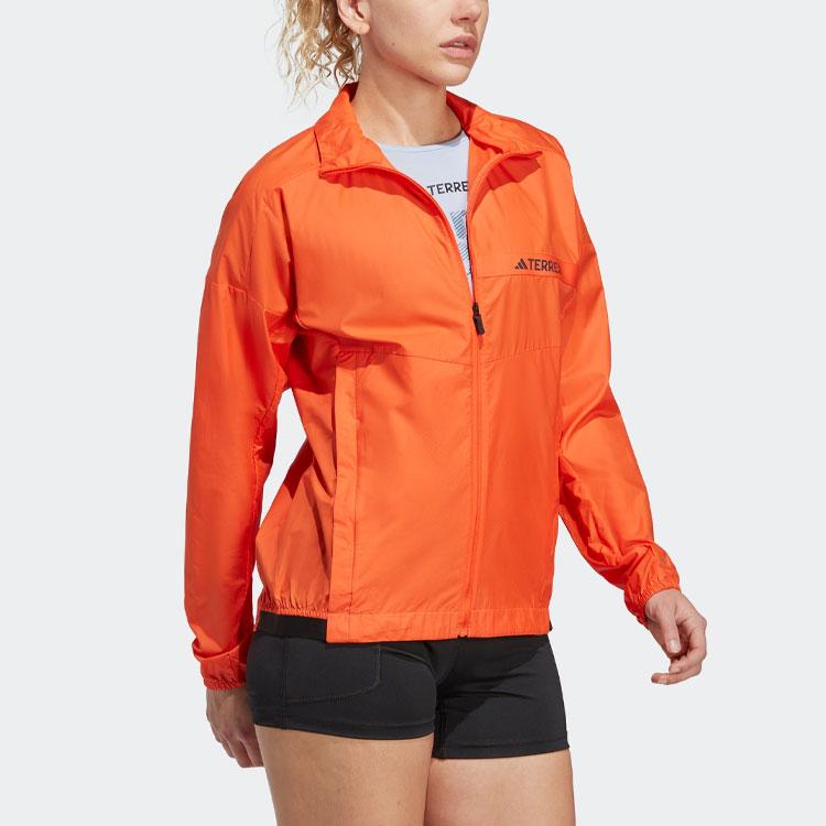 adidas Многофункциональная ветровка с логотипом, однотонная спортивная куртка для женщин, куртка Half-Impact, оранжевая HZ4237