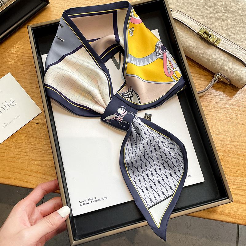 Винтажный шарф с принтом лошади, элегантный тонкий шейный платок, женский профессиональный декоративный шарф