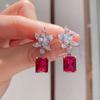 Серьги-подвески из красного корунда с имитацией голубиной крови, серебряные иглы S925, серьги-подвески, серьги-звезды с желтым бриллиантом, женские украшения