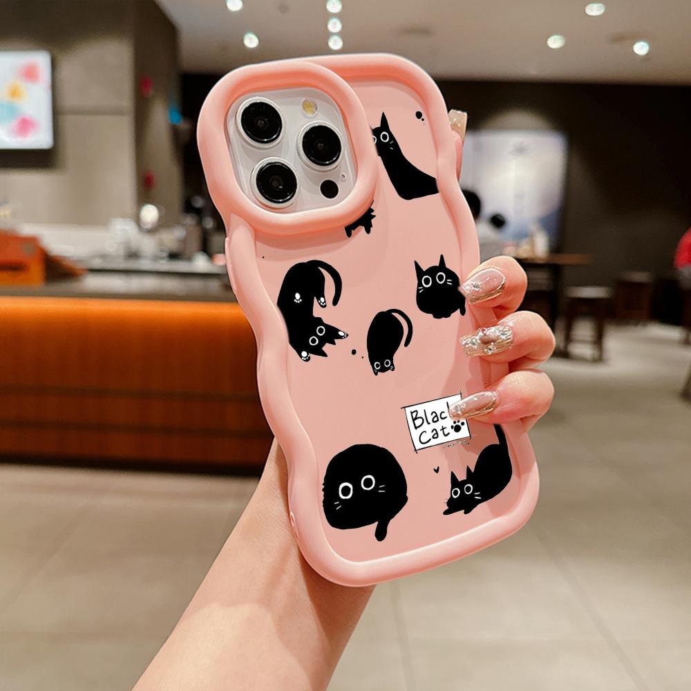 LZ11 cat Милый художественный дизайн Волна Силиконовые чехлы для телефонов Samsung A15 S23 FE S24 Ultra A34 A54 A14 Motorola G32 OnePlus Мягкий чехол