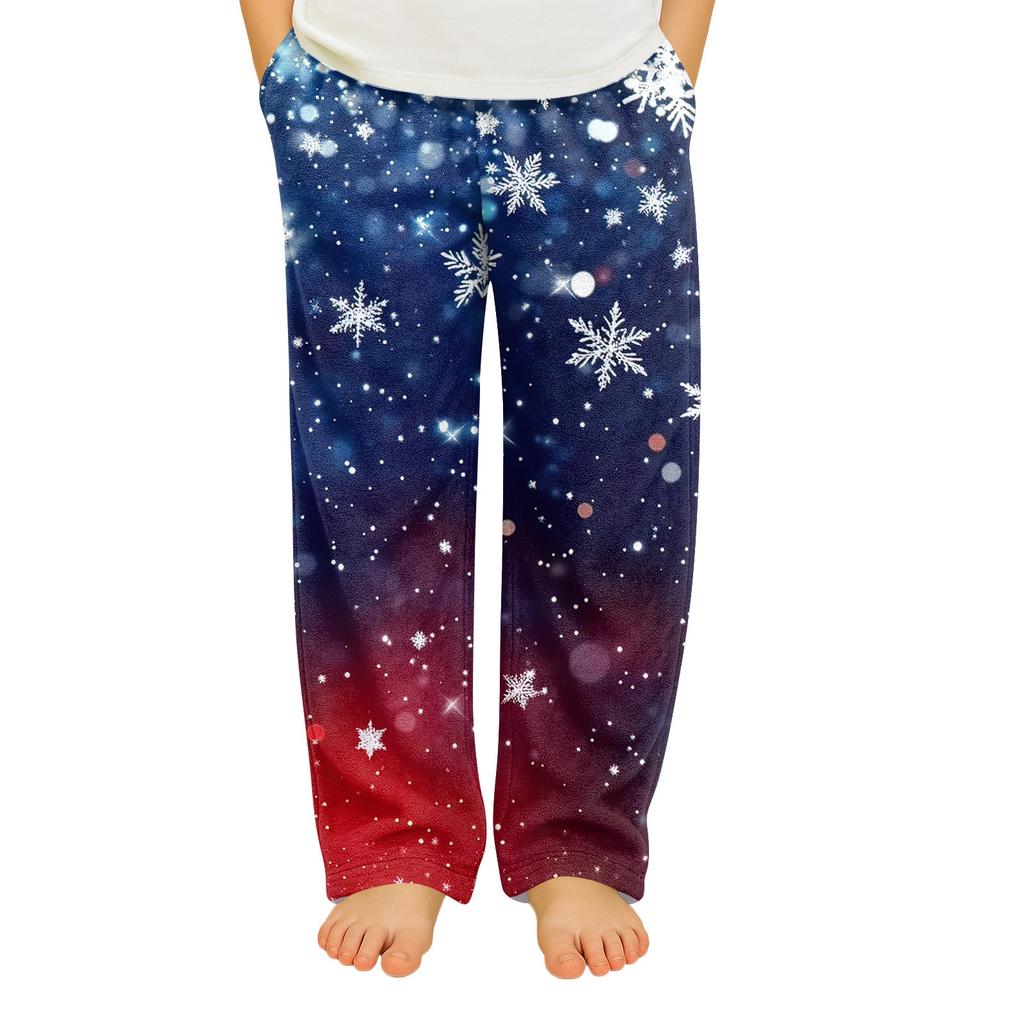 Детские мягкие удобные пижамные брюки, повседневные, с рождественским принтом, домашние штаны