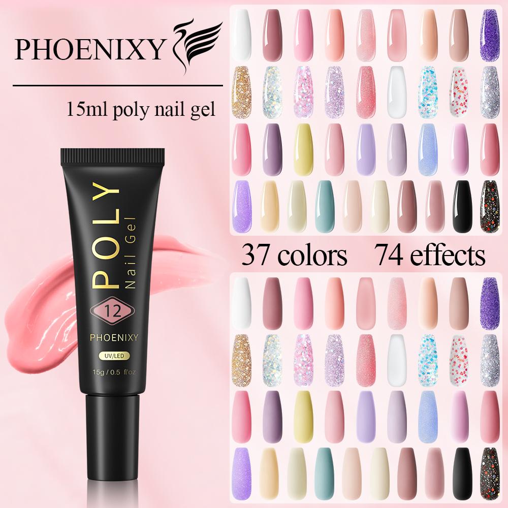 PHOENIXY Gel Nail Extension 15ml Soak Off UV LED Nail Gel For Nail Art Quick Building Colorful Gel Nail Extension Design Manicure