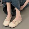 Fashion Shallow Low Square Toe Loafers Shoes Woman 2024 Slippers Flat Pantofle Summer New Cover PU Mary Janes Sewing Fabric Hoof Heels
