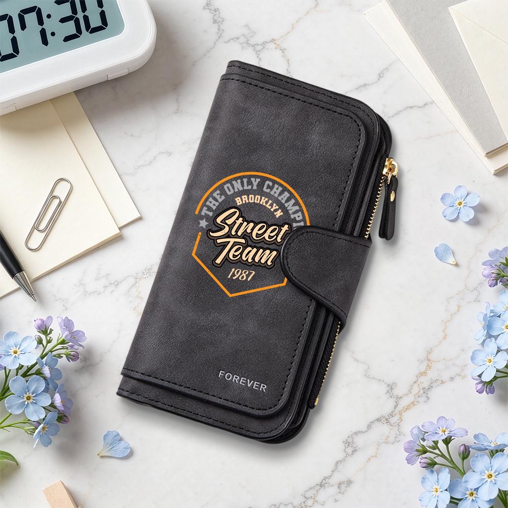 Street Team Pattern Long Wallet Retro Multi Card Holder Casual Purse