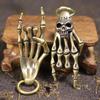 Mini Creative Brass Skull Hand Statue DIY Keychain Necklace Bag Pendant Vintage Pure Copper Decoration Ornament Funny Toy Gift
