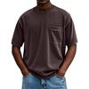 Men's Summer Solid Color Round Neck Loose Pocket Short Sleeve Top