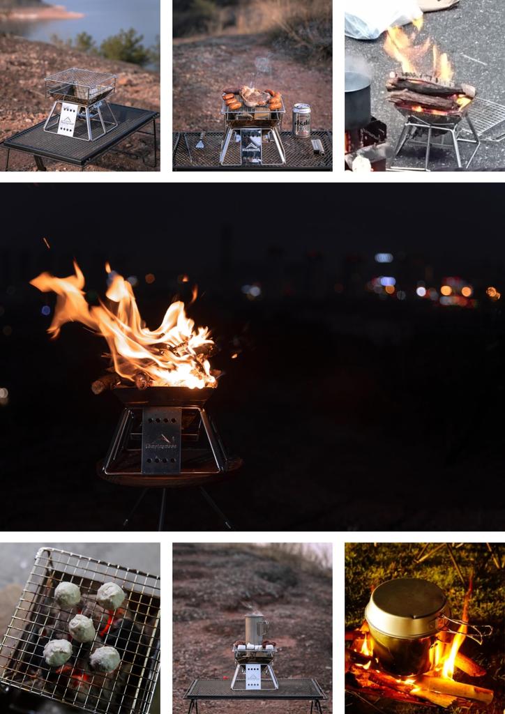 КЕМПИНГ MOON Костер Гриль Подставка для костра Самый маленький компактный костер Гриль Брезентовый чехол в мире X-MINI