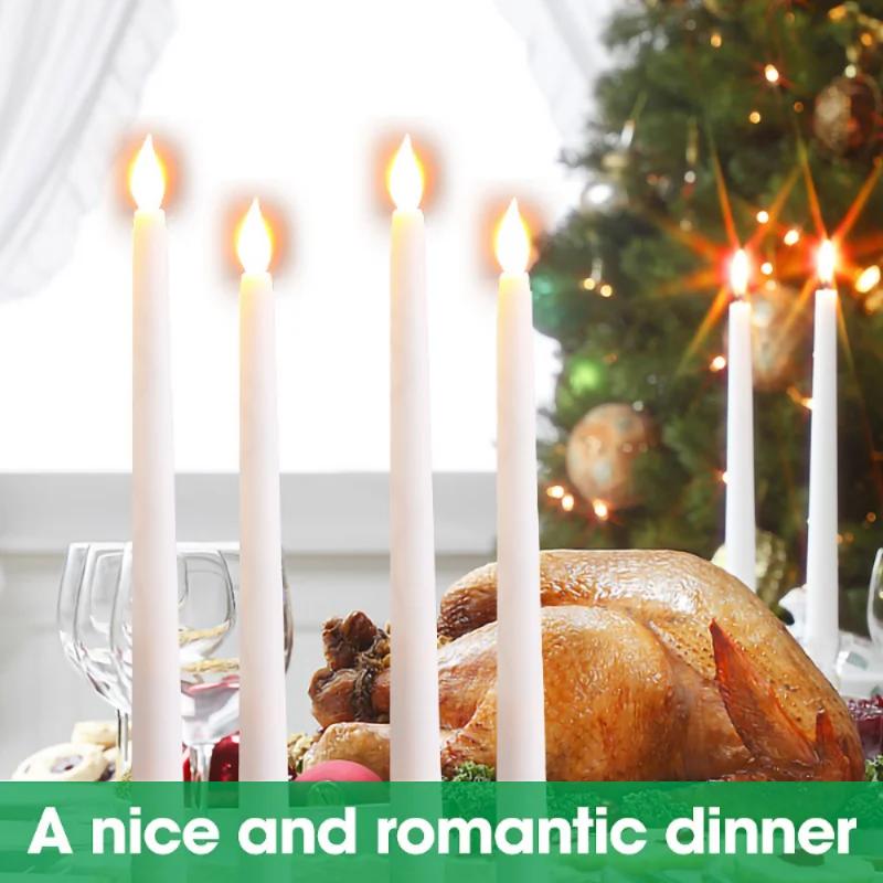 4/1 шт. длинная рождественская светодиодная свеча беспламенная остроконечная свеча на батарейках церковная мерцающая свеча украшение для дома