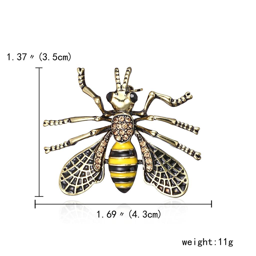 Rinhoo Delicate Little Bee Brooch Crystal Rhinestone Insect Ant Flying Bee Animal Honeybee Enamel Pins Broach Needle Badge Gifts