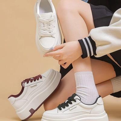 Весна новая универсальная и тонкая дышащая обувь на платформе для спорта и отдыха, маффины на толстой подошве, маленькие белые туфли женские