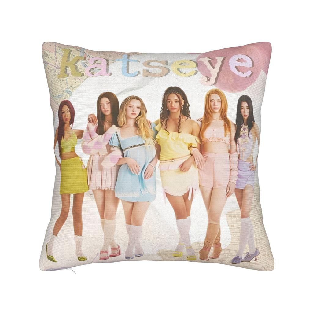 Kpop Katseye Музыкальная наволочка Полиэстеровая наволочка для подушки Подарок Чехол для подушки Чехол для автомобиля Молния 45*45 см