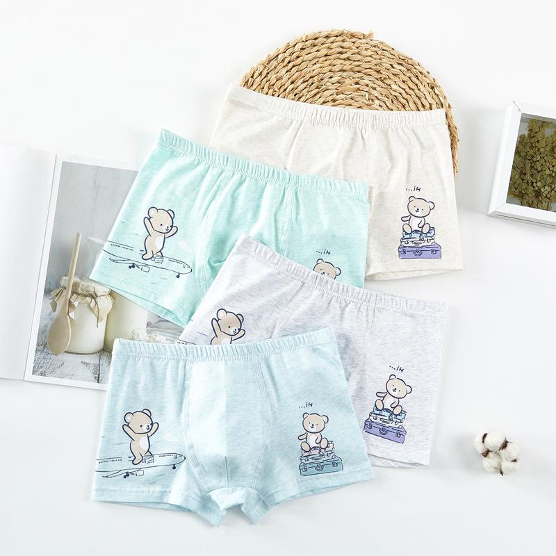 5Pc Cotton Baby Underpants Children Student Cartoon Breathable Boxers