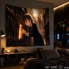 Cherry Blossom Moon Anime Girl Aesthetic Tapestry Nature Scenery Cartoon Wall Hanging Teen Dorm Bedroom Otaku Home Decor