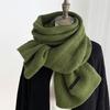 Korean Style Minimalist Solid Color Knitted Green Scarf Couple Autumn Winter Literary Warm Faux Cashmere Long Neck Wrap