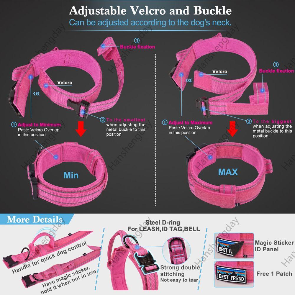 Прочный ошейник для собак, регулируемый, толстый, тактический, военный, тренировочный ошейник и поводок для собак с ручкой для средних /больших/ k9 /крупных собак