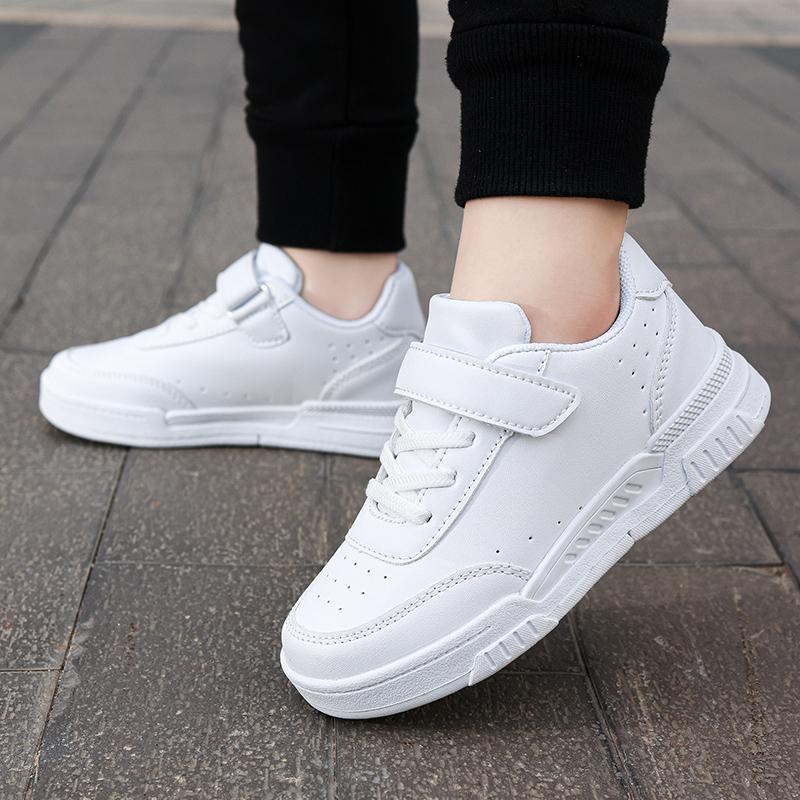 28-39 детские большие размеры дышащие и модные кроссовки на липучках белые туфли повседневная спортивная обувь для детей