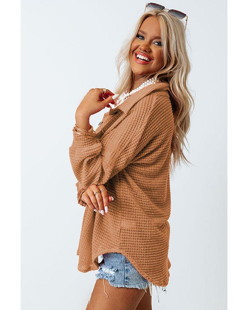 Azura Exchange Повседневная рубашка с вафельным узором на пуговицах