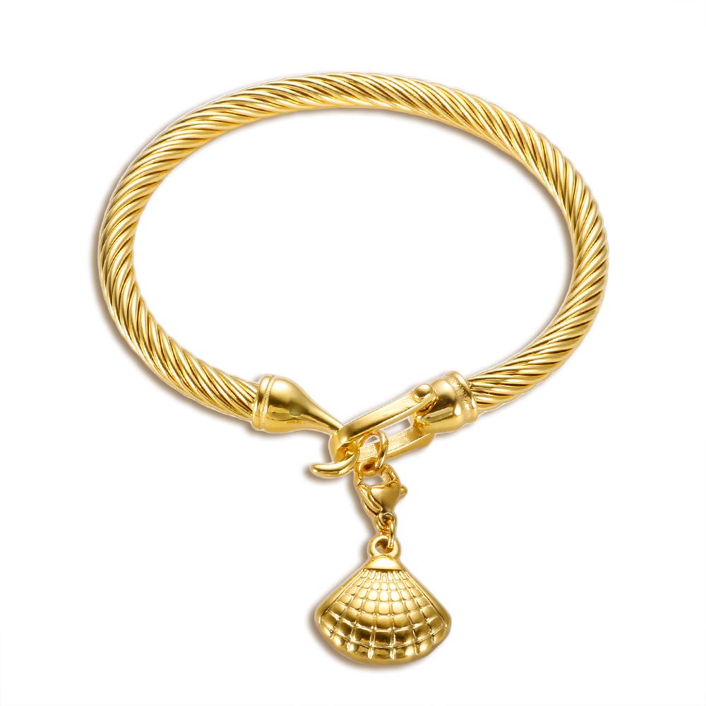 Элегантный браслет из нержавеющей стали с бриллиантовым акцентом и невыцветающей пряжкой в форме подковы