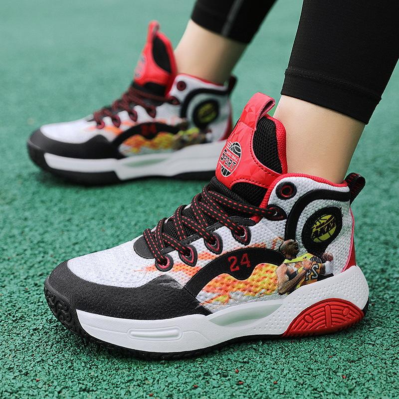 Весенне-летние популярные баскетбольные кроссовки для детей среднего и старшего возраста, памятные кроссовки Mamba, повседневная спортивная обувь для мальчиков, дышащая детская обувь