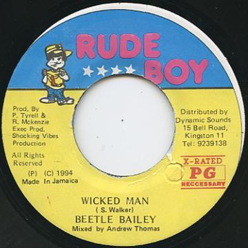 7-дюймовая пластинка BEETLE BAILEY - Wicked Man NONE Rude Boy 1994 Ямайка Регги, Ска и Даб Б/У