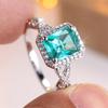 Квадратные зеленые хрустальные геометрические циркониевые кольца для женщин винтажные серебристого цвета обручальные кольца свадебные украшения подарок невесте на день рождения