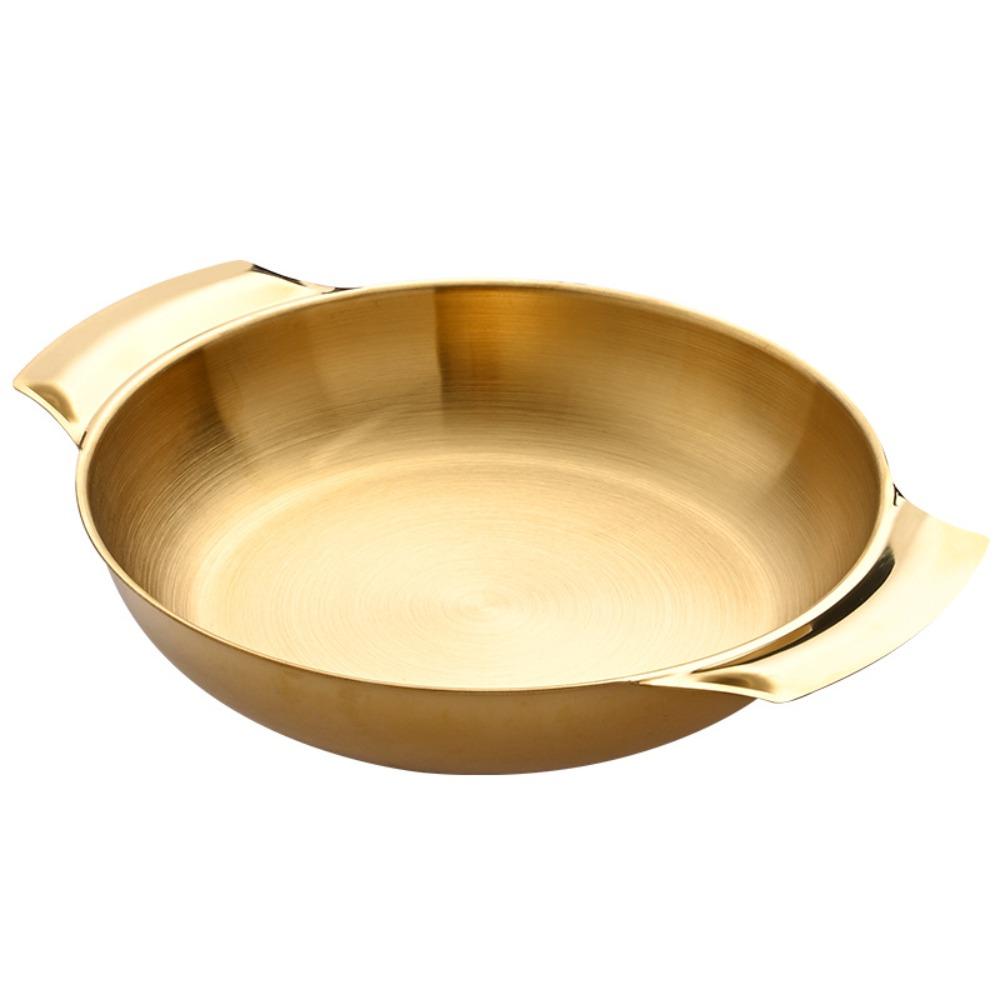 Conjoined Double Handles Cooking Pan Silver/gold Saucepan Snack Plates Soup Basin  Ramen
