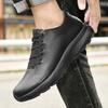 2025Men Black leather Hiking Shoes New Waterproof Lightweight Outdoor Sneakers Men Walking Shoes Comfort Non-Slip Wear Resistant