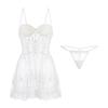 Women's Lace Sheer Underwire Push Up V Neck Sleep Dress with Robe Set