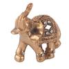 Golden Elegant Statue Figurine with Trunk Facing Upwards Collectible Wealth Home Decor(9*9cm)