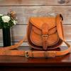 Vintage Saddle Bag Genuine Goat Cross-body Leather Brown Messenger Shoulder Bag
