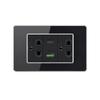 Brazil US Wall Light Switch Power Socket with USB Type-c 20W,Italy Chilean Fast Charging Tempered Glass Panel Universal Outlet