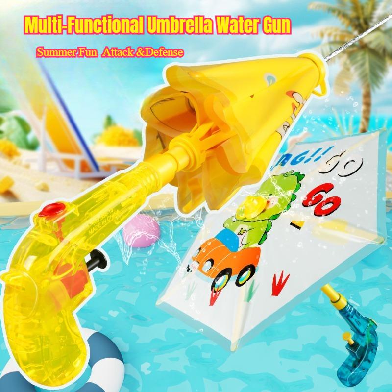 Umbrella Water Gun With Defense Attack Functions Kids Safe Outdoor Battle Toy For Beach Pool Party Summer Cartoon Water Shooter