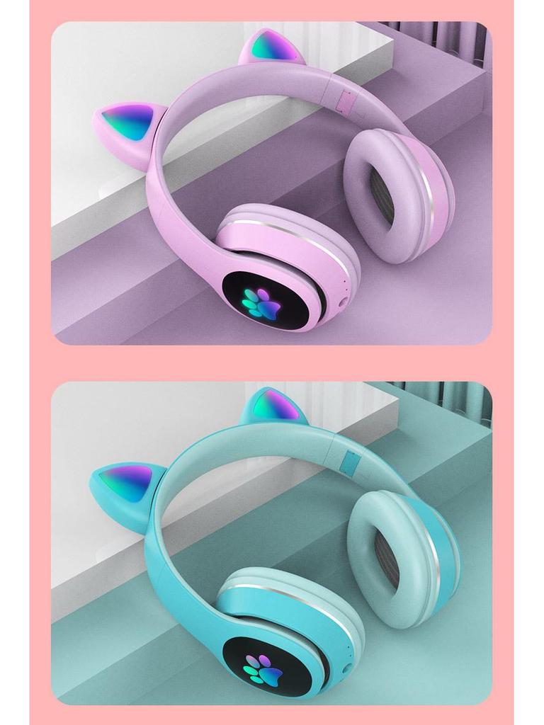 Милые Светящиеся Bluetooth-наушники с кошачьими ушками для детей - Модные Беспроводные Наушники для Девочек