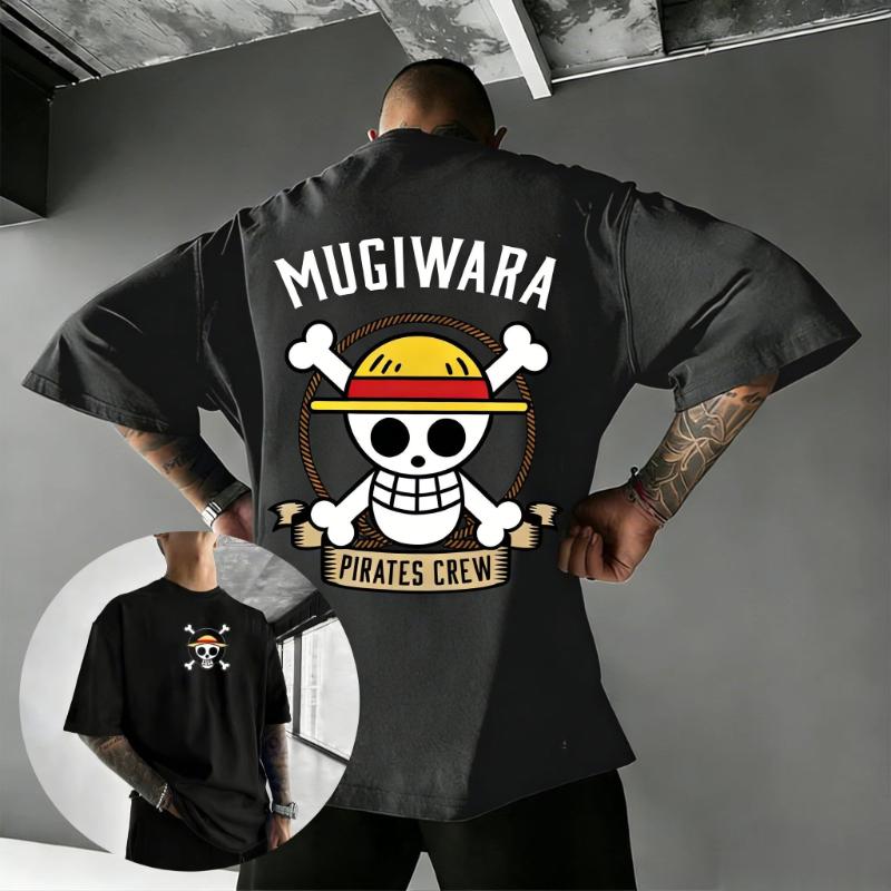 Футболка с принтом Черепа из Аниме One Piece Мужская Женская Хлопок Короткий Рукав Летние Топы Повседневная Футболка с Графикой 2026 Новый Стиль Уличная Одежда Мультяшный Принт Y2k