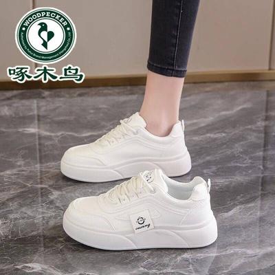 Белая обувь женская студенческая корейская версия женский тренд весна новая толстая подошва увеличивающая рост дышащая повседневная обувь уличная съемка женская обувь