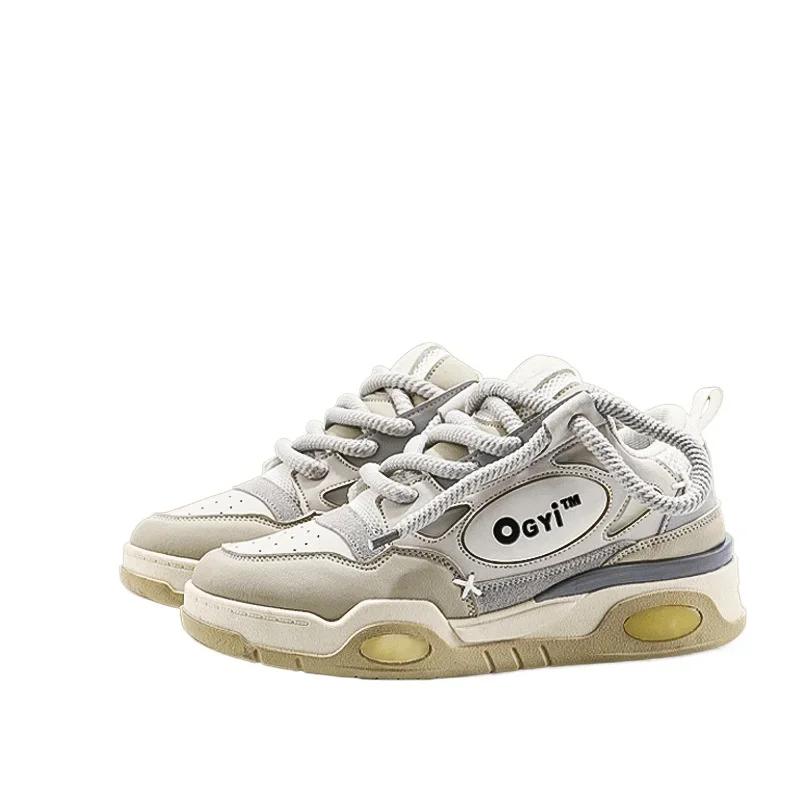 Модная мужская обувь, новинка 2024 года, осенние кожаные мужские кроссовки в стиле ретро, дышащая женская повседневная обувь для скейтбординга, оригинальная дизайнерская обувь для мужчин