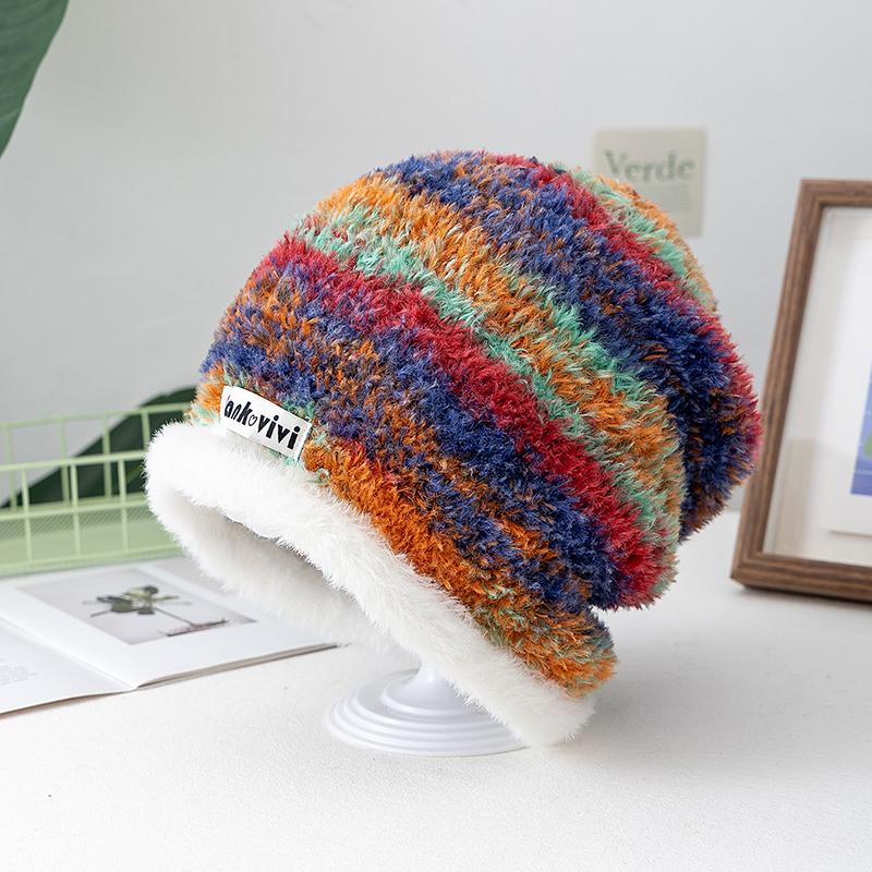 Hot Sale Loose Dandy Hat Lazy Style Gradient Beanie Hat Fashion Winter Hats For Women Streetwear Multicolour Warm Hats For Girl