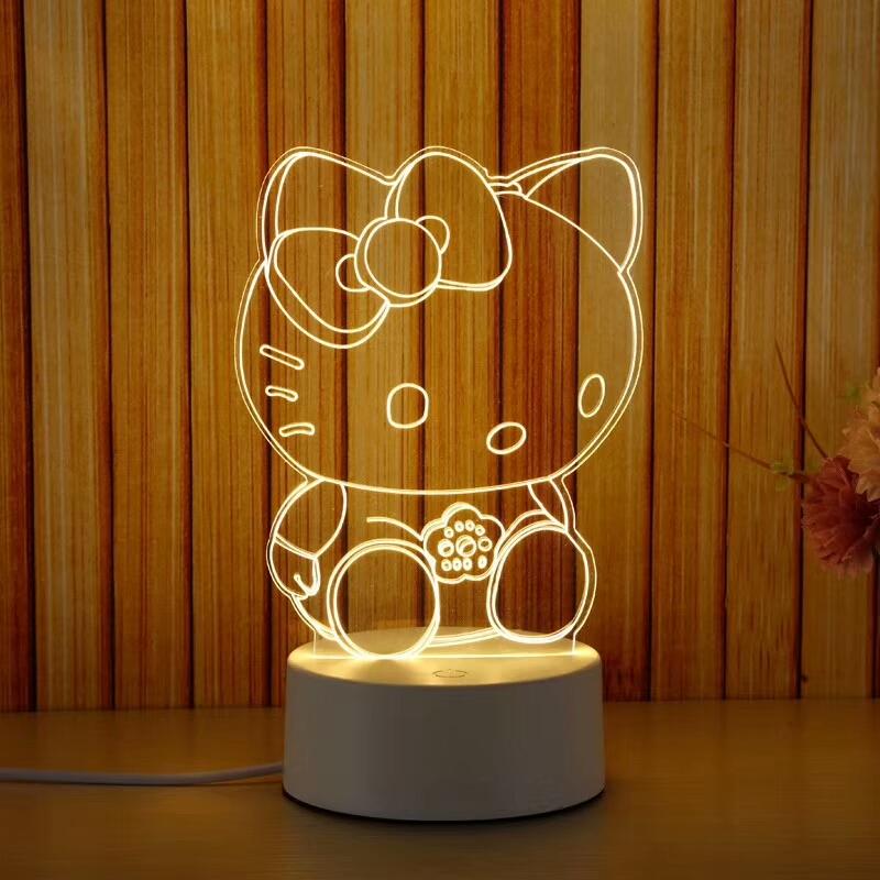 Cute 3D Acrylic LED Night Light Touch Control Mode Decorative Table Illusion for Children