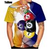 Men and Women Summer 3d New Fashion Billiards New T-shirt Games Ball Cue Pool Player Cool Designe Print Top