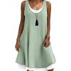 Женская мода лето весна однотонный принт без рукавов с круглым вырезом повседневные платья