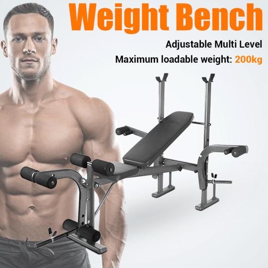 Standard Weight Bench, Bench Press Set with Preacher Curl Pad and Leg Developer, Weight Lifting Equipment for Home Gym Full-Body Workout