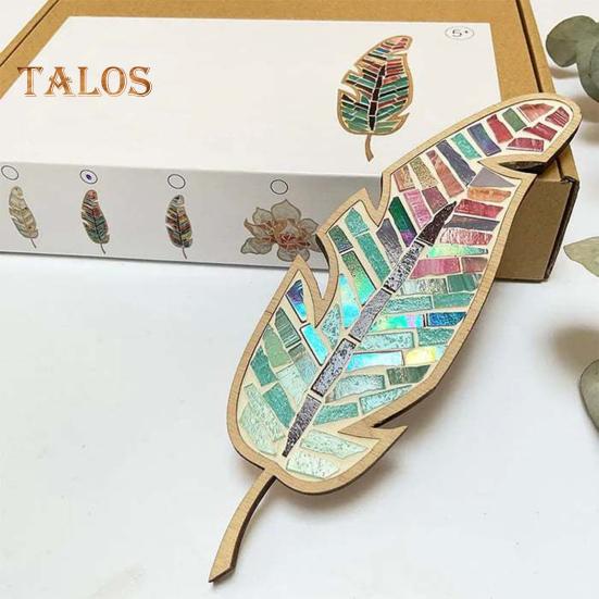 1 Set DIY Mosaic Leaf Kit Handmade Colorful Mosaic Craft Leaf Shape Home Office Decoration Adults Kids Crafts Lovers