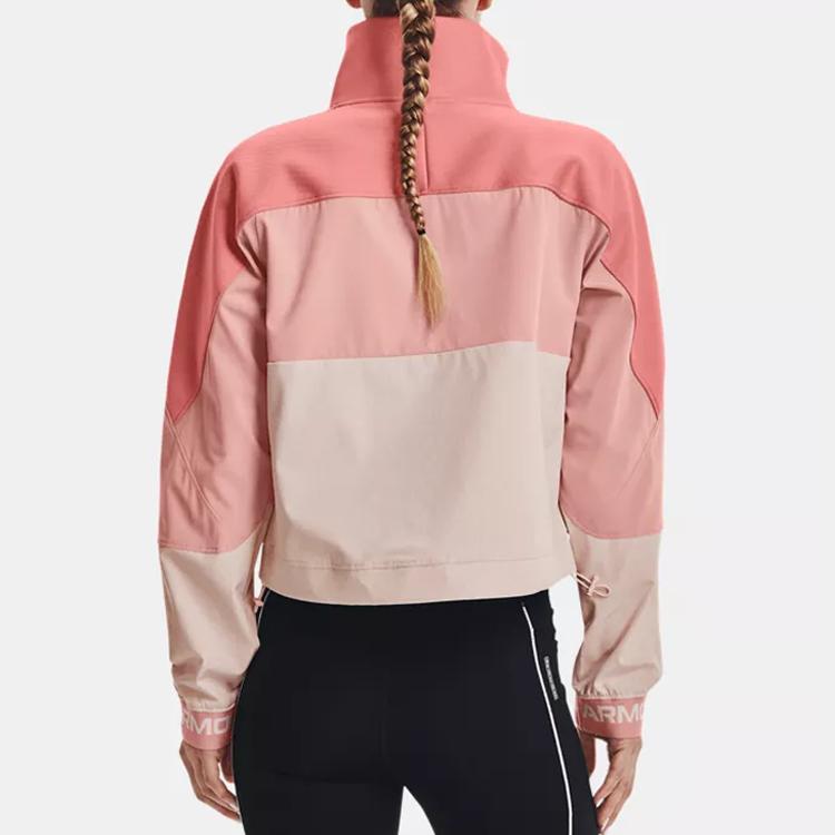 Under Armour Recover Двойная молния с цветными блоками Спортивная куртка с воротником-стойкой Женская куртка Глинисто-розовый 1357478-663
