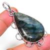 Natural Labradorite Gemstone Handmade 925 Sterling Silver Pendant 2.32" N3p09