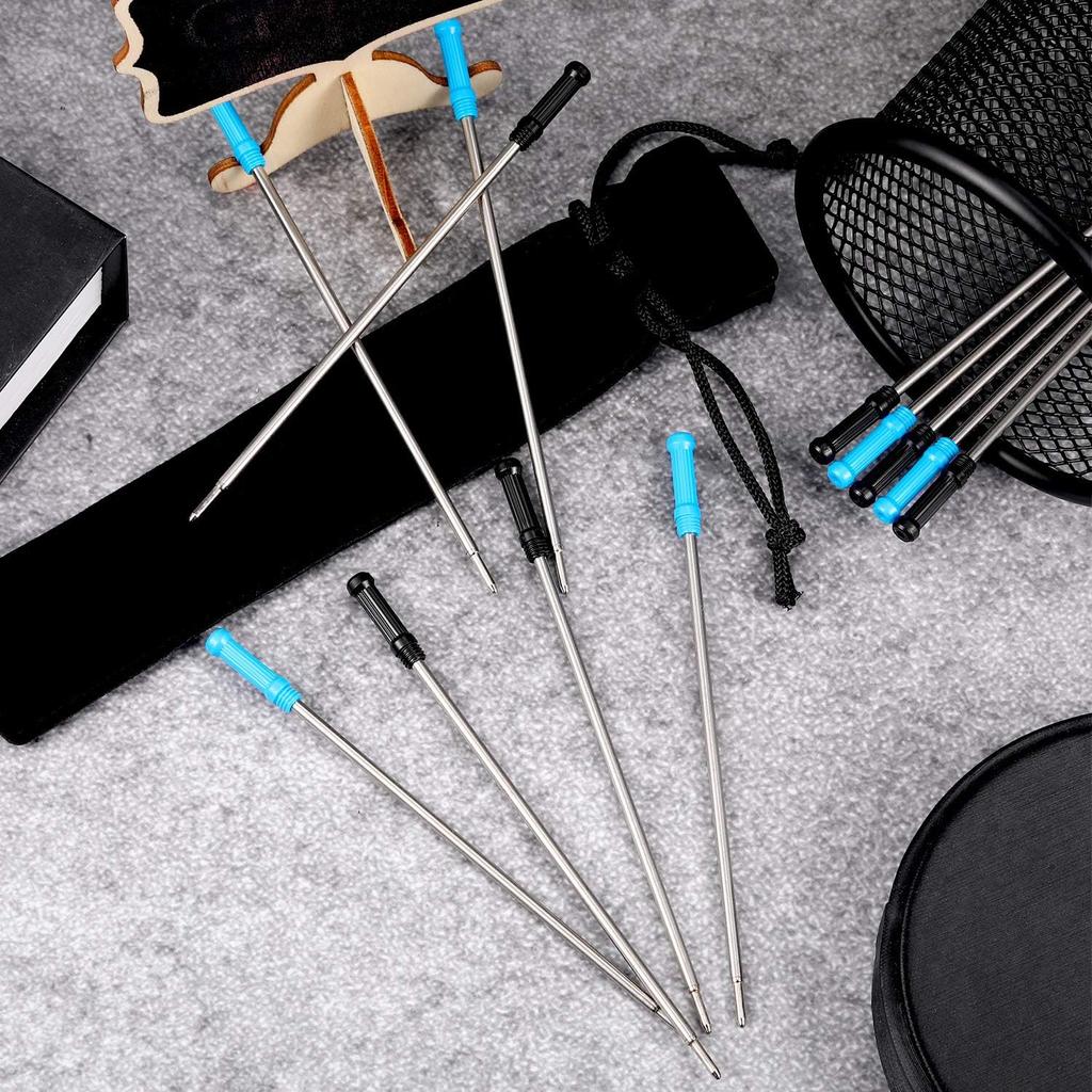 12 Pieces Ballpoint Pen Refills Replaceable Compatible with Cross Ballpoint 1.0 mm 4.5 Inch Smooth Writing Quick Drying Refill with Black Velvet Bag,