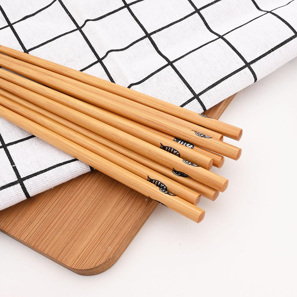 Многоразовый набор из 5 пар бамбуковых палочек ручной работы в японском стиле из натурального дерева, палочки для еды, суши, еды, кошек, цветов, разноцветные деревянные палочки для еды