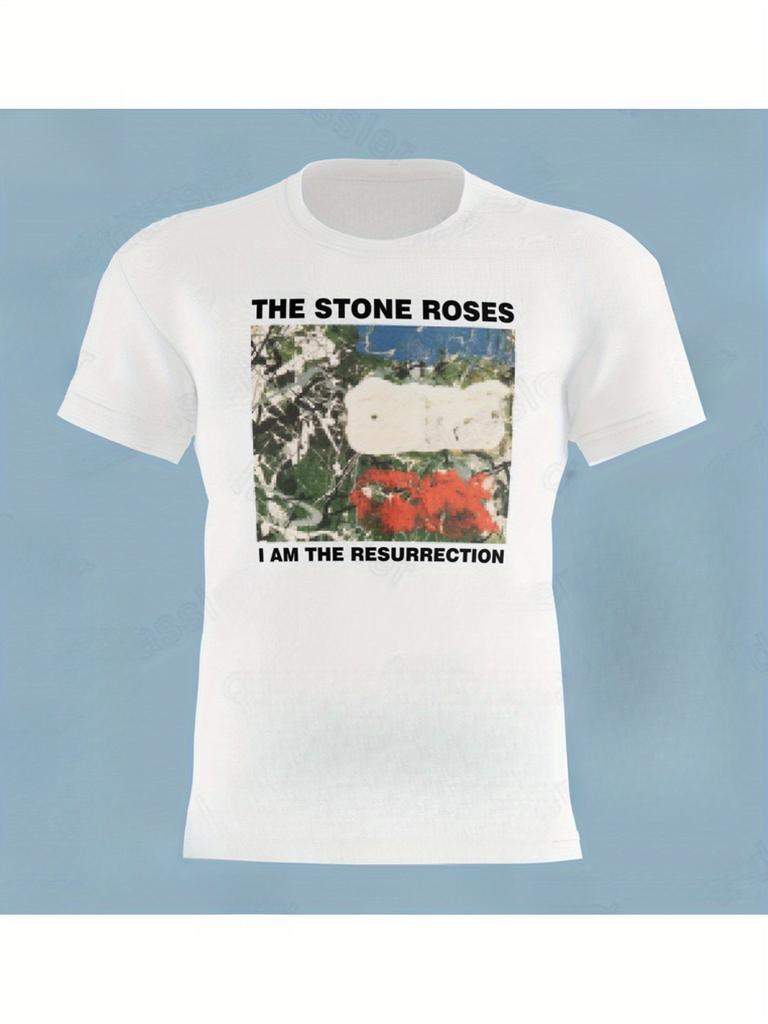 Men'S Stone Roses 'I Am The Resurrection' Graphic T-Shirt - Bohemian Style Fools Golden Wanna Be Adored Print