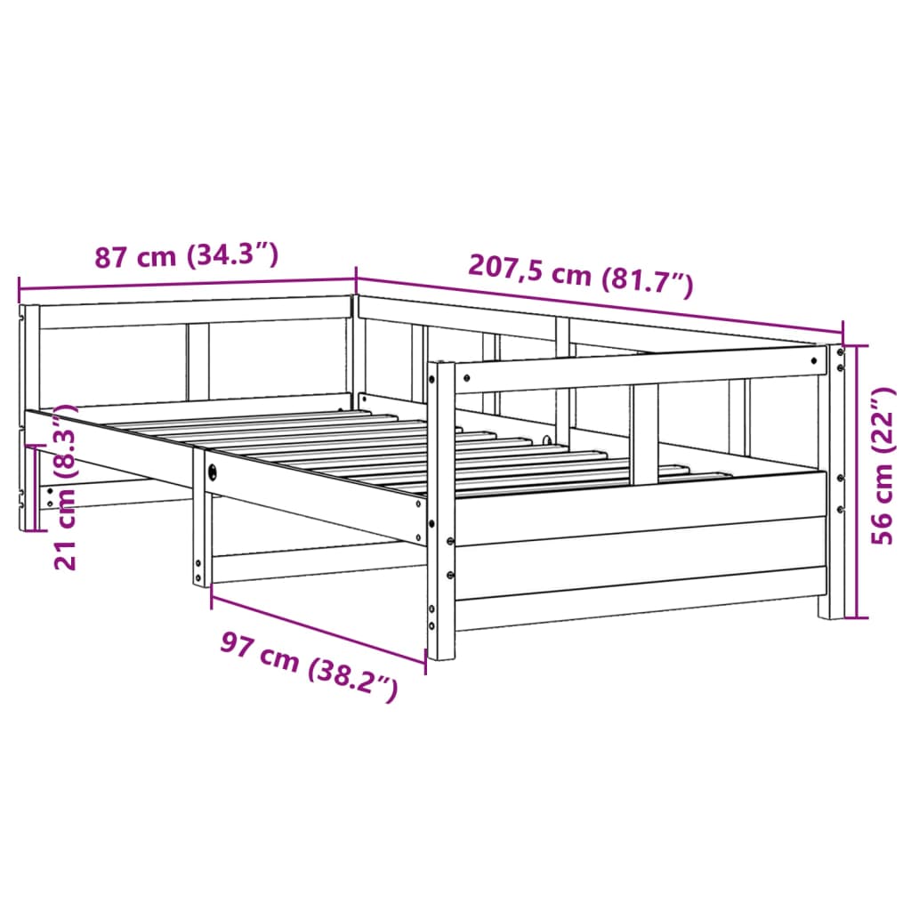 Daybed without Mattress Wax Brown 80 x 200 cm Solid Pine Wood